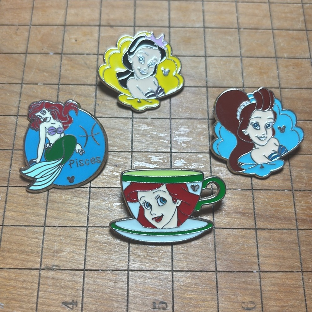 Disney Trading Pins Ariel Tea Coffee Cup, Pisces, Sisters Aquata, Alana No Backs - Picture 13 of 17